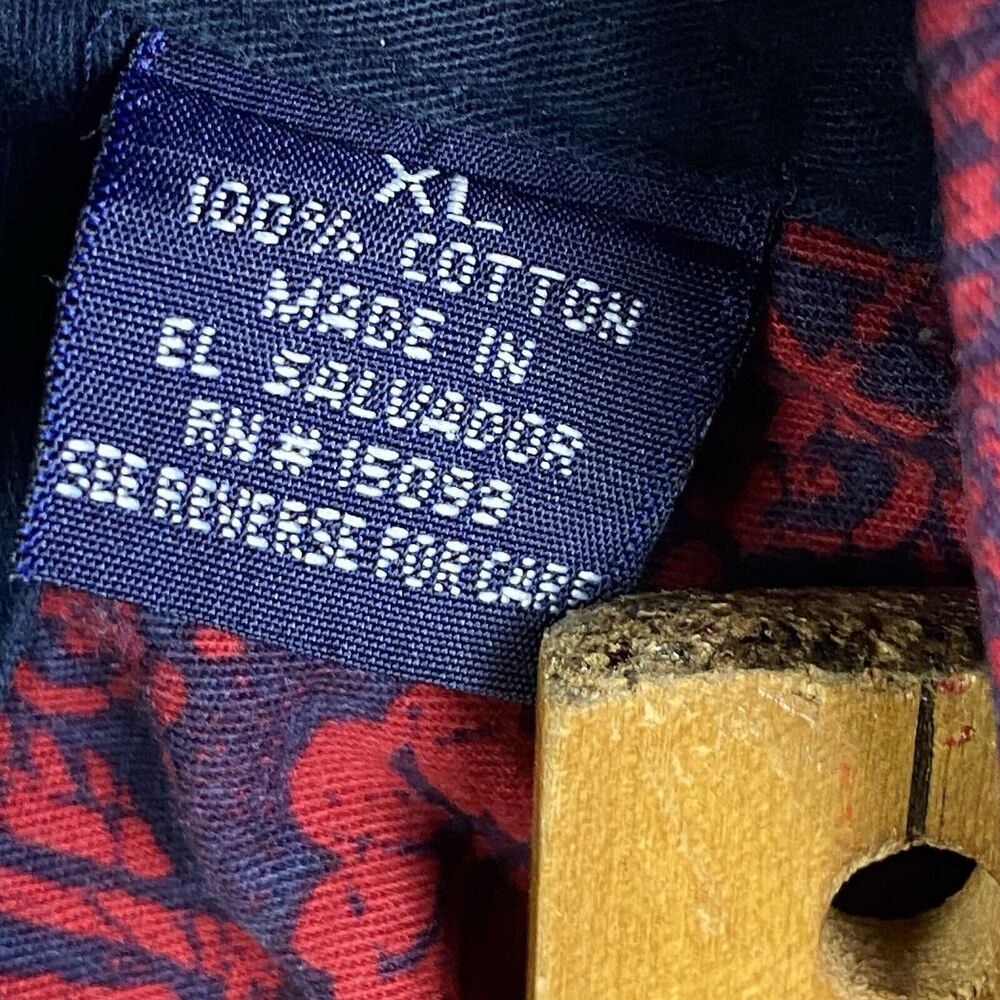 Trader Bay Mens Button Xl Red Floral Tiki Hawaiia… - image 8